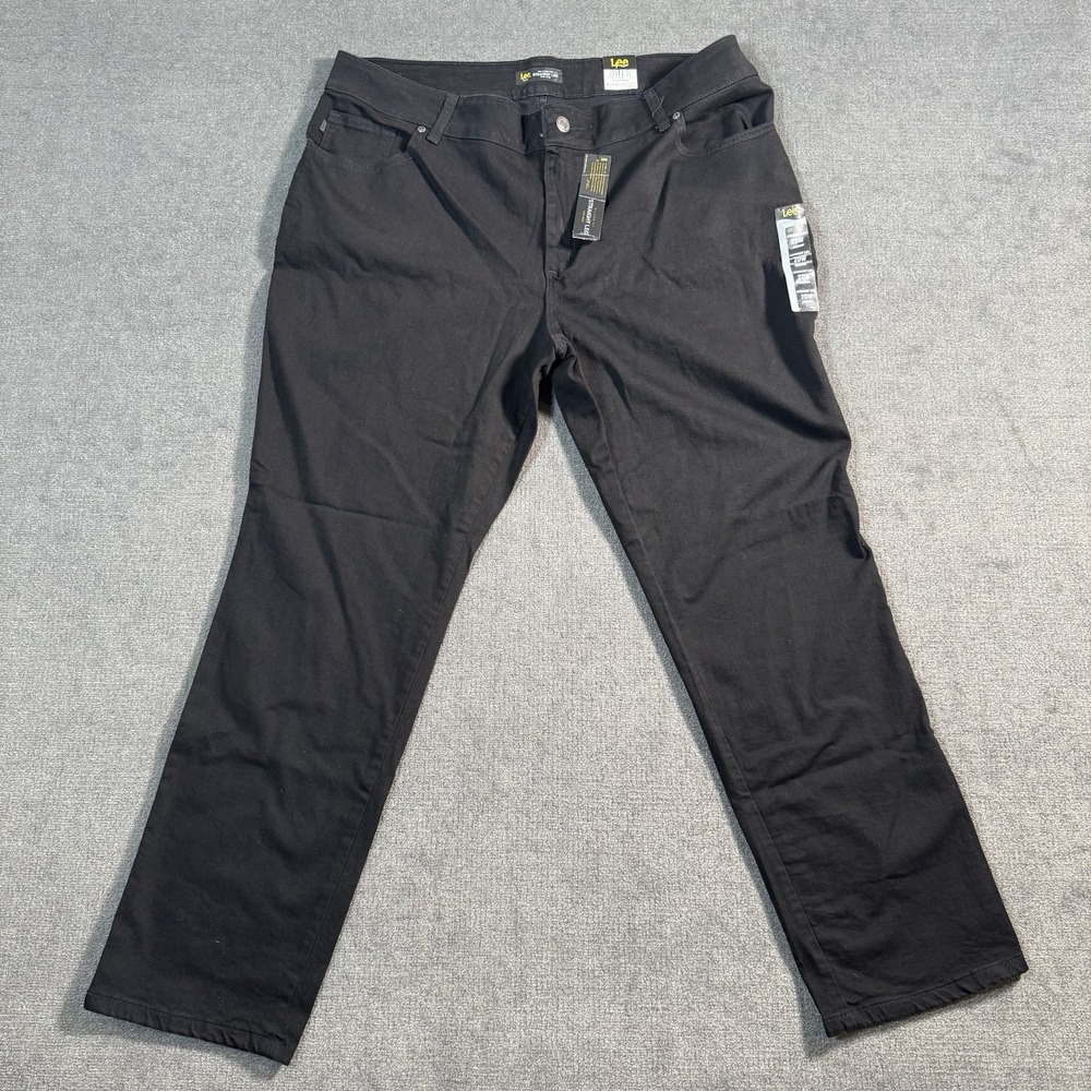 NWT Lee Straight Leg Jeans Women's Size 20W (40x32) Mid Rise Black Dark Wash